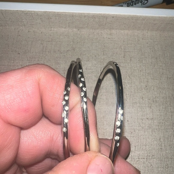 3 Stella & Dot Bangles Rhea Bangle Bracelet Silver tone Stacking Crystal - Picture 3 of 6